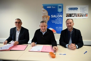 Jean-Luc Dolléans (président CCI 43), Bernard Souvignet (président AMF 43) et Jean-Claude Pérot (président CCI 03)||
