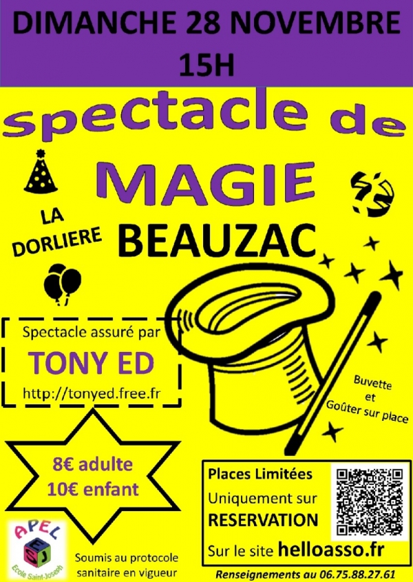 Spectacle de magie à Beauzac le 28 novembre