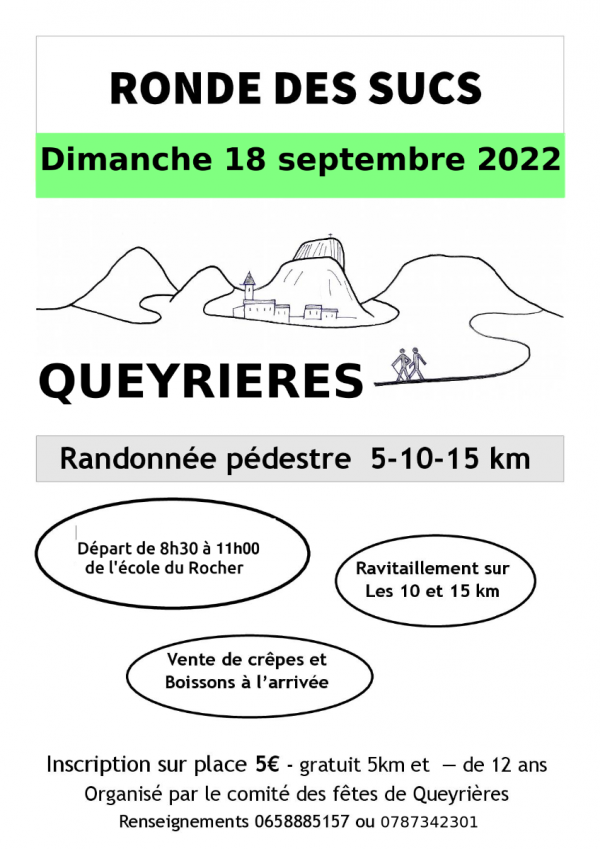 Rando des Sucs le 18 septembre à Queyrières