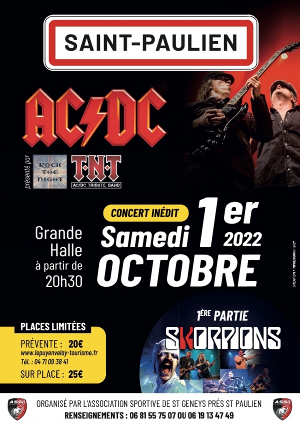 Concert ACDC Tribute le 1er octobre à Saint-Paulien