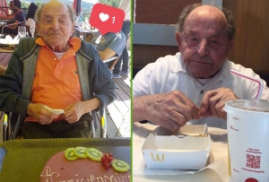 Champclause : pour ses 102 ans, Charles Guimard s&#039;offre un fast-food avec ses arrière-petites-filles