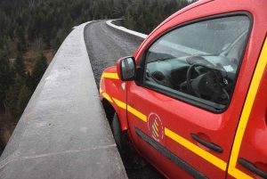 Monastier-sur-Gazeille : une voiture de pompiers accidentée sur le viaduc de la Recoumène