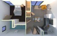 Chaque appartement fait 40 m2. Croquis cabinet d&#039;architecte Bruno Chenu