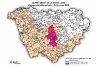 La carte de zonage des communes en état de calamités agricoles.