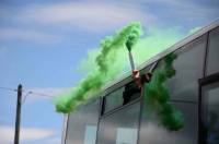 Les supporters de l&#039;USSL ont sorti des fumigènes verts, la couleur de l&#039;ancien club de Saint-Maurice-de-Lignon.
