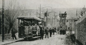 Le tramway en direction du Puy, près de l&#039;actuel Stade Lafayette. Crédit Ville de Brives-Charensac