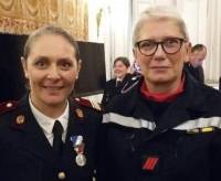 Le médecin-commandant Agnès Aubry et le caporal-chef Chantal Chaussende.|||