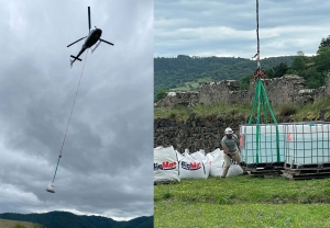 16 tonnes de matériaux acheminées par hélicoptère au château de Saint-Ilpize