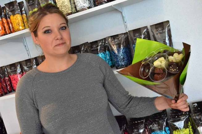 Charline Fayet propose des bouquets de chocolats entre 20 et 40 euros.||