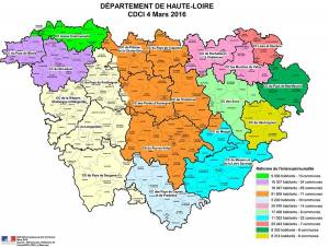 La nouvelle carte des intercommunalités en Haute-Loire.||