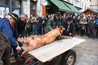 Yssingeaux : une horde de spectateurs pour la tuaille du cochon (vidéo)