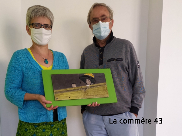 Jean Gauthier-Lafaye (l&#039;artiste) et Nadège Vareille (une des deux gagnantes du &quot;jeu quizz&quot;||
