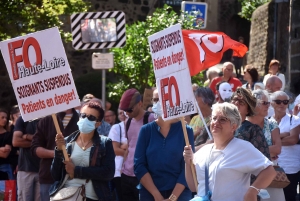 Manifestation syndicale contre l&#039;obligation vaccinale au travail