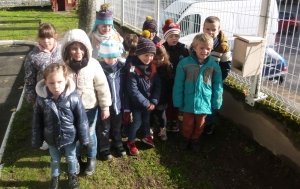 Montfaucon-en-Velay : les écoliers d&#039;Abel-Grimmer installent deux mangeoires