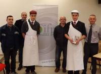 Les candidats de Haute-Loire, Charly Graille et le vainqueur Gabin Benoit-Faisandier (à droite).|Gabin Benoit-Faisandier représentera l'Auvergne au concours MAF boucher.|||
