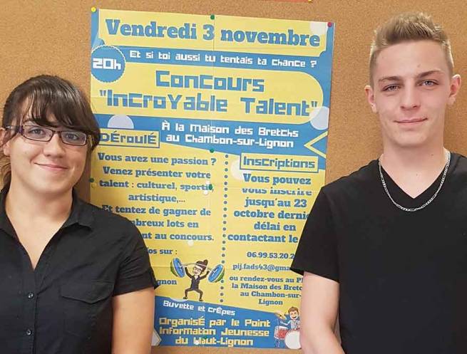 Mélanie Tessier (informatrice jeunesse) et Yann Perrin (volontaire en service civique)||