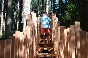 Le Chambon-sur-Lignon : l&#039;installation en bois A mi-bois, une curiosité dans le Bois Lambert