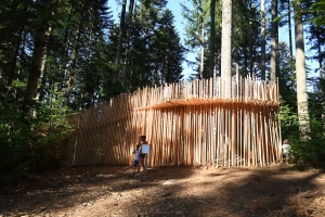 Le Chambon-sur-Lignon : l'installation en bois A mi-bois, une curiosité dans le Bois Lambert