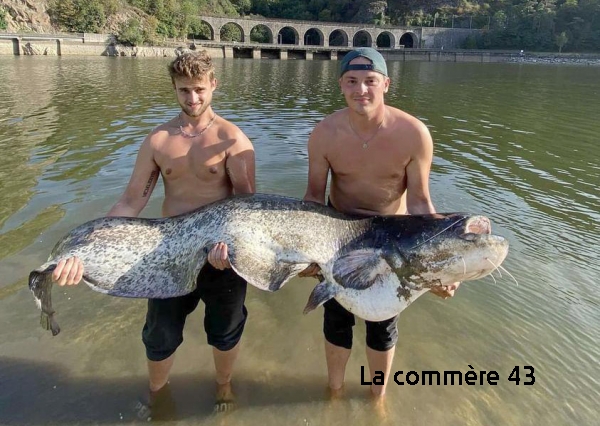 Romain Blondin a aidé son ami Alexis Fournel a sortir le silure de l&#039;eau.||||
