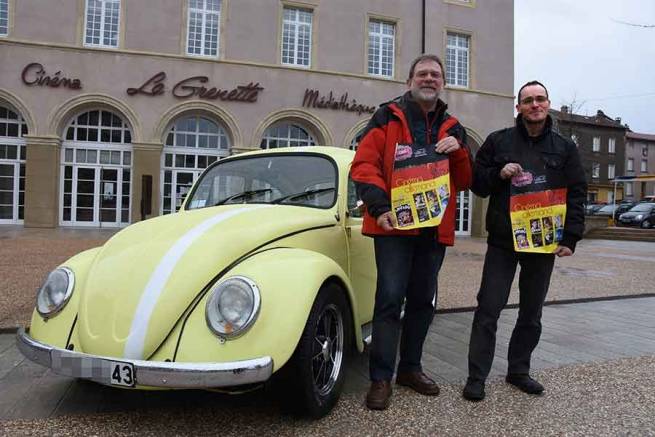 Pour annoncer l&#039;événement, Yves Beal, président de Cinéma m&#039;était conté, a demandé à Pascal Chapuis de venir avec sa Volkswagen Coccinelle de 1975 devant le Ciné Grenette.|||