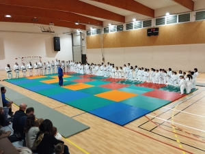 Le Chambon-sur-Lignon : entraînement en commun et en public pour les judokas