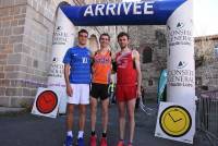Le podium 7 km : Dorian Fraisse (2e), Baptiste Gibert (1er) et Loïc Leroy (3e).