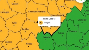 Vigilance orange pour un risque d’orages violents en fin de journée de samedi en Haute-Loire