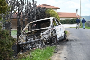 Saint-Romain-Lachalm : une voiture prend feu, les flammes se propagent à une haie