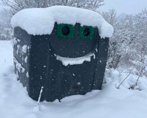 Insolite : un container heureux de voir tomber la neige