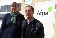 Isabelle Fichet (Sud) et Laurent Dufaud (CGT), délégués syndicaux de l&#039;AFPA Haute-Loire.||